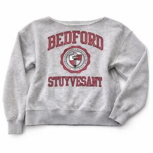 Abercrombie Bedford Sweatshirt Off Shoulder Raw Neckline Gray Slouchy Crew